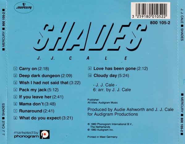 J.J. Cale : Shades (CD, Album, Gre)