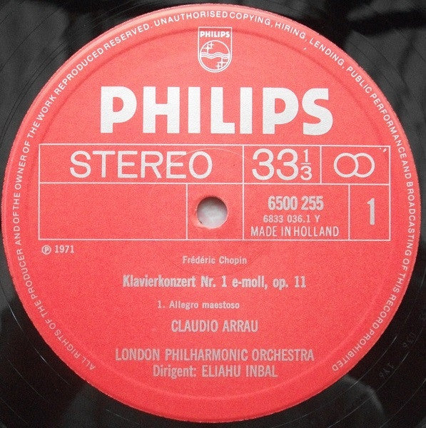 Chopin*, Claudio Arrau, London Philharmonic Orchestra, Eliahu Inbal : The Complete Works For Piano And Orchestra (3xLP + Box, Comp)