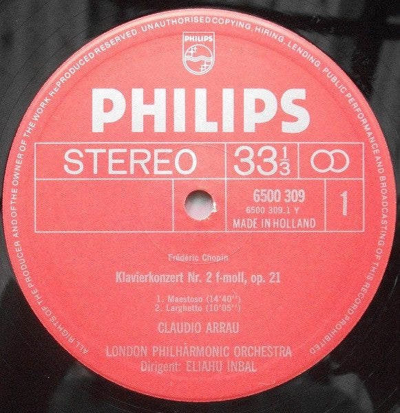 Chopin*, Claudio Arrau, London Philharmonic Orchestra, Eliahu Inbal : The Complete Works For Piano And Orchestra (3xLP + Box, Comp)