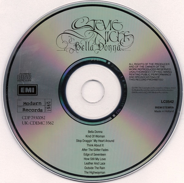 Stevie Nicks : Bella Donna (CD, Album, RE)