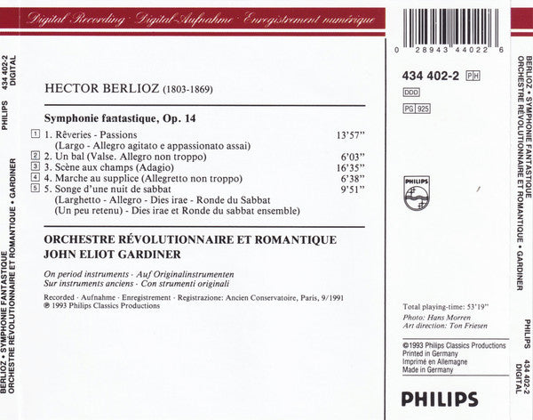 Hector Berlioz • Orchestre Révolutionnaire Et Romantique • John Eliot Gardiner : Symphonie Fantastique (CD, Album)