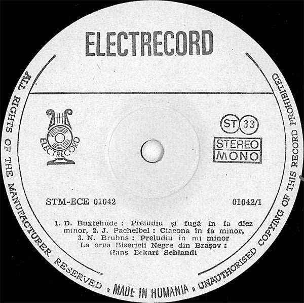 Hans Eckart Schlandt* : La Orga Bisericii Negre Din Brașov (LP, RE)