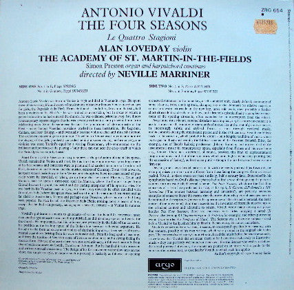 Vivaldi*, Academy Of St. Martin-in-the-Fields*, Neville Marriner*, Alan Loveday : The Four Seasons (LP, Album, RP)