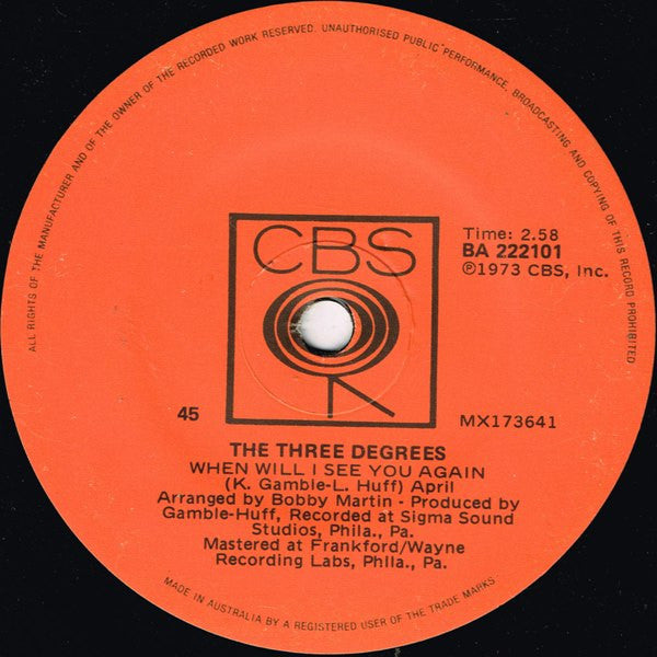 The Three Degrees : When Will I See You Again (7", Single)