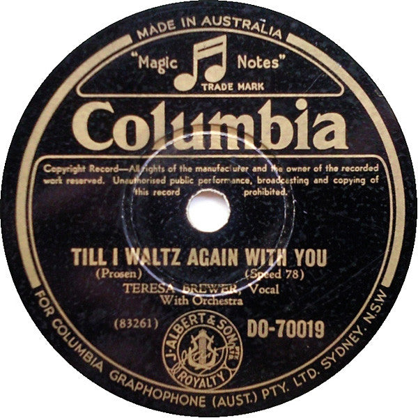 Teresa Brewer : Till I Waltz Again With You / Hello Bluebird (Shellac, 10")