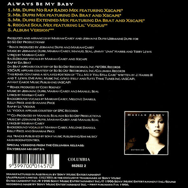 Mariah Carey : Always Be My Baby (CD, Single, Car)