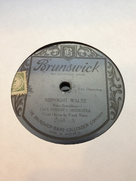 Carl Fenton's Orchestra : Midnight Waltz / Memories Of A Rose Waltz (Shellac, 10")