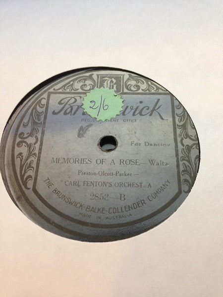 Carl Fenton's Orchestra : Midnight Waltz / Memories Of A Rose Waltz (Shellac, 10")