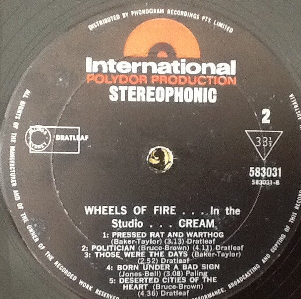 Cream (2) : Wheels Of Fire (2xLP, Album)
