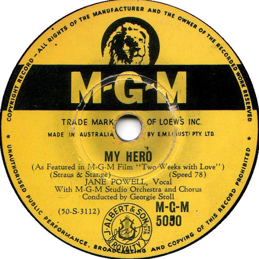 Jane Powell : My Hero / By The Light Of The Silvery Moon (Shellac, 10")