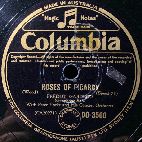 Freddy Gardner With Peter Yorke And His Concert Orchestra : Roses Of Picardy / These Foolish Things (Shellac, 10")