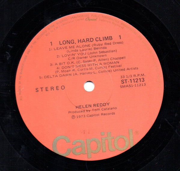 Helen Reddy : Long Hard Climb (LP, Album, Gat)