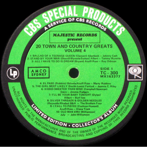 Various : 20 Town And Country Greats Volume 4 (LP, Comp, Ltd)