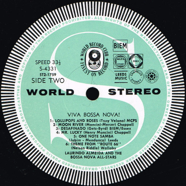 Laurindo Almeida And The Bossa Nova All Stars* : Viva Bossa Nova! (LP, Album, Club)