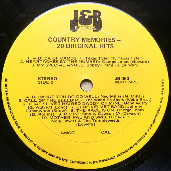Various : Country Memories (LP, Comp)