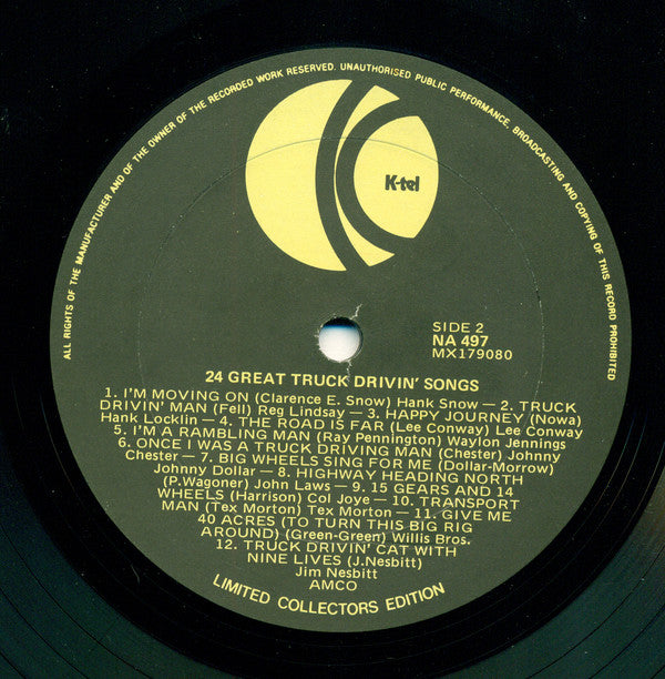 Various : 24 Great Truck Drivin' Songs (LP, Comp)