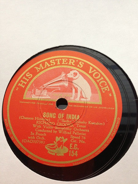 Richard Crooks (2) With Victor Symphony Orchestra Conducted Wilfrid Pelletier : Pourquoi Me Reveiller? / Song Of India (Shellac, 10")
