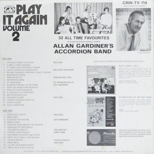 Allan Gardiner's Accordion Band* : Play It Again Volume 2 (LP)