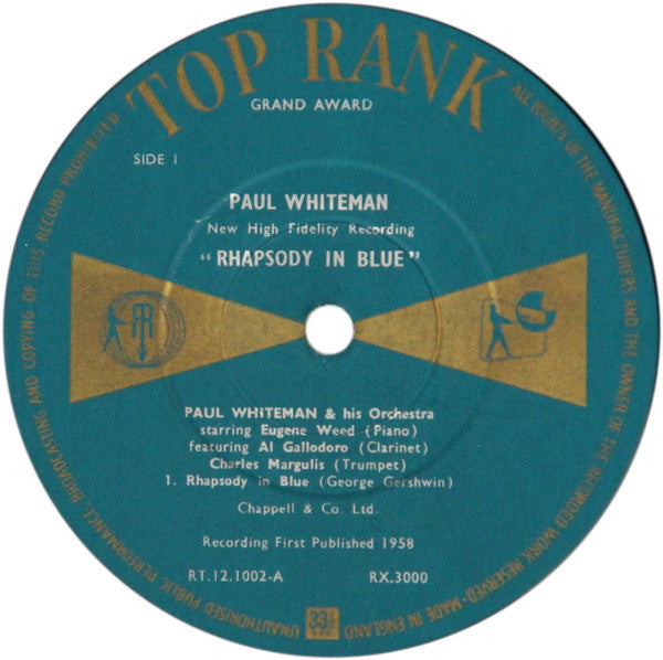 Paul Whiteman And His Orchestra : Rhapsody In Blue (LP, Comp)