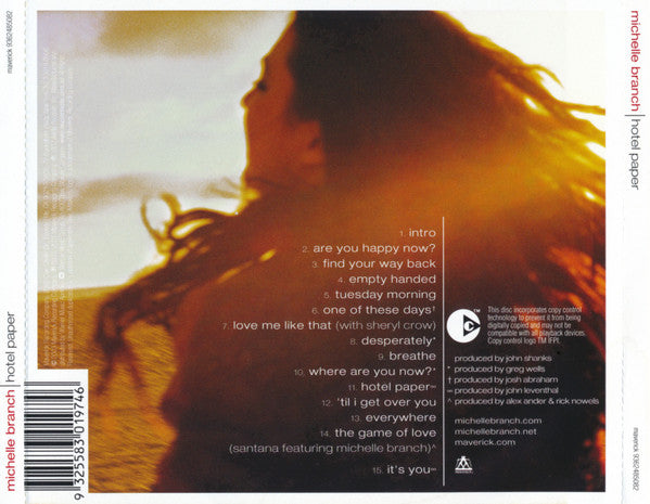 Michelle Branch : Hotel Paper (CD, Album, Copy Prot.)