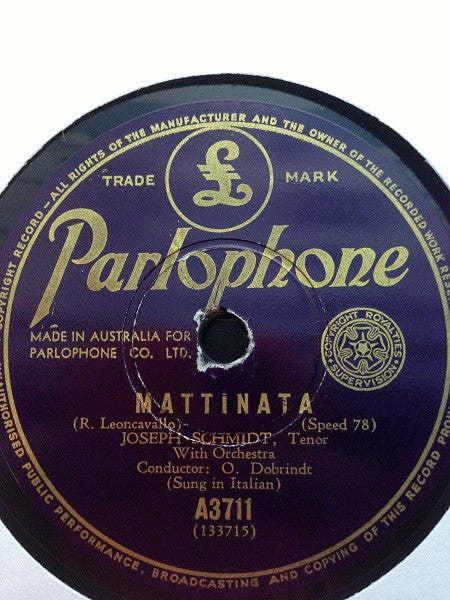 Joseph Schmidt : Mattinata / Santa Lucia (Shellac, 10")