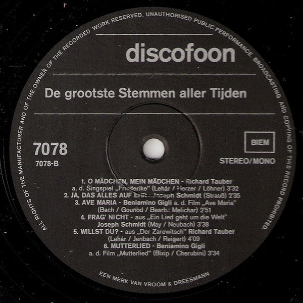 Various : De Grootste Stemmen Aller Tijden (LP, Comp)
