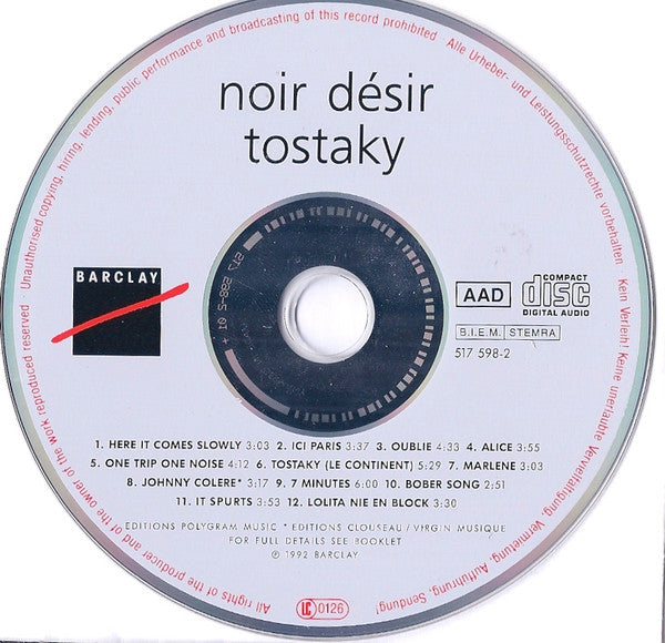 Noir Désir : Tostaky (CD, Album)
