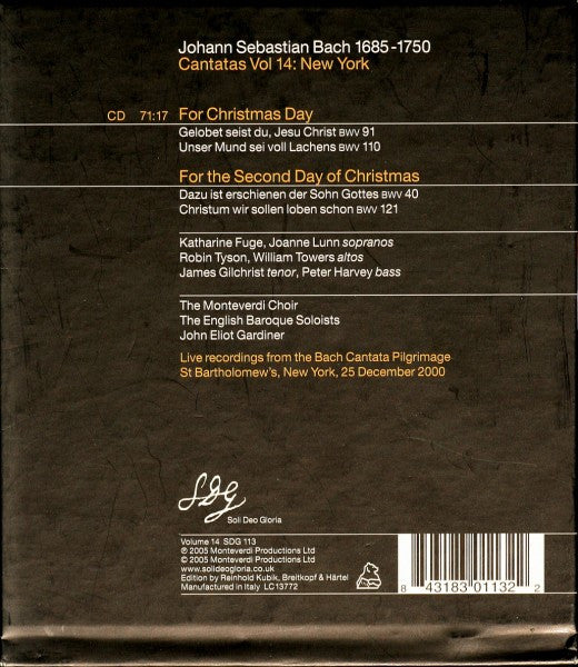 Bach*, Gardiner* : Cantatas Vol. 14: New York (CD, Album)