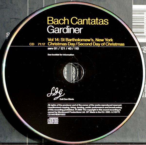 Bach*, Gardiner* : Cantatas Vol. 14: New York (CD, Album)