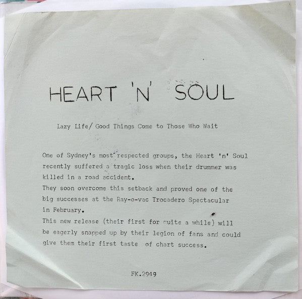 Heart 'N' Soul : Lazy Life (7", Single)