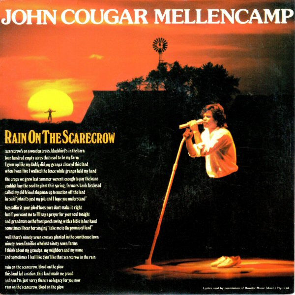John Cougar Mellencamp : Rain On The Scarecrow (7", Single)