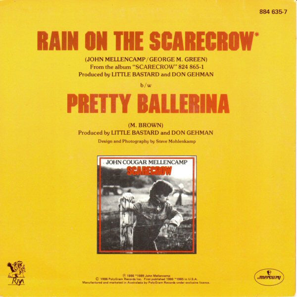 John Cougar Mellencamp : Rain On The Scarecrow (7", Single)
