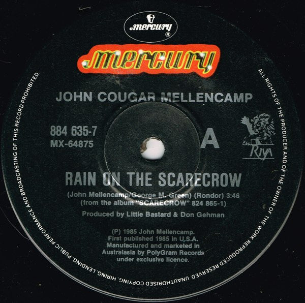 John Cougar Mellencamp : Rain On The Scarecrow (7", Single)