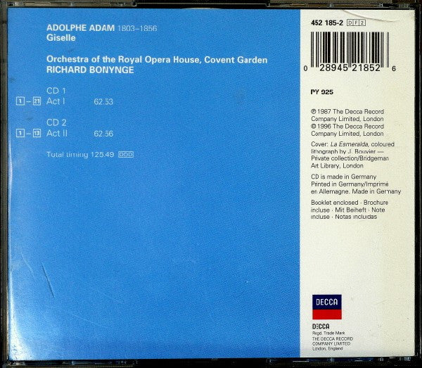 Adolphe C. Adam, Richard Bonynge, Orchestra Of The Royal Opera House, Covent Garden : Giselle (2xCD)
