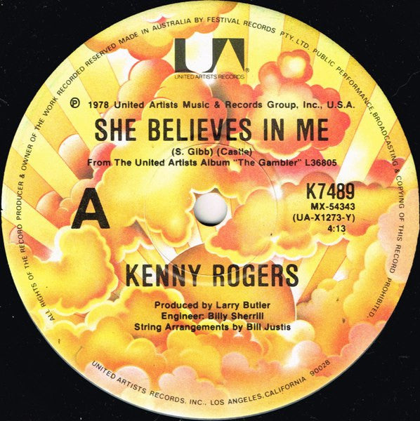 Kenny Rogers : She Believes In Me (7", Single)