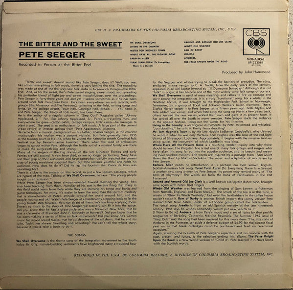 Pete Seeger : The Bitter And The Sweet (LP, Album, Mono)