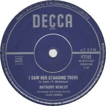 Anthony Newley : I Saw Her Standing There / I Love Everything About You (7", Single, Mono)