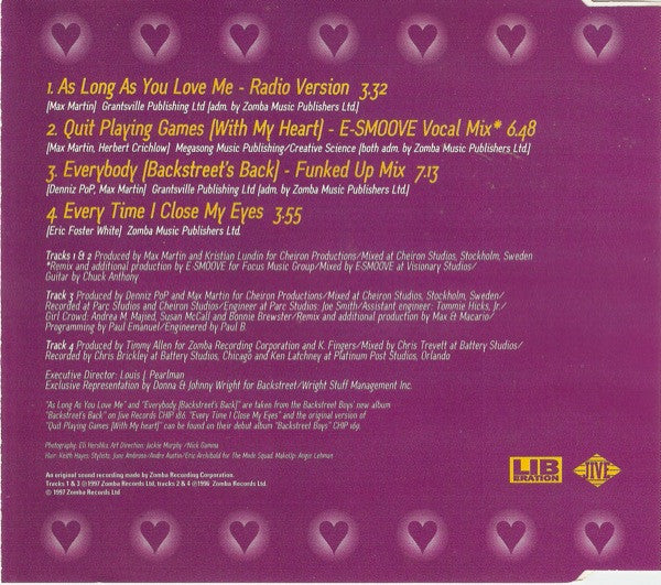 Backstreet Boys : As Long As You Love Me (CD, Single)