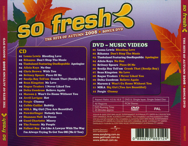 Various : So Fresh: The Hits Of Autumn 2008 + Bonus DVD (CD, Comp + DVD-V, Comp, PAL)