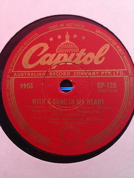 Jane Froman : I'll Walk Alone / With A Song In My Heart (Shellac, 10")