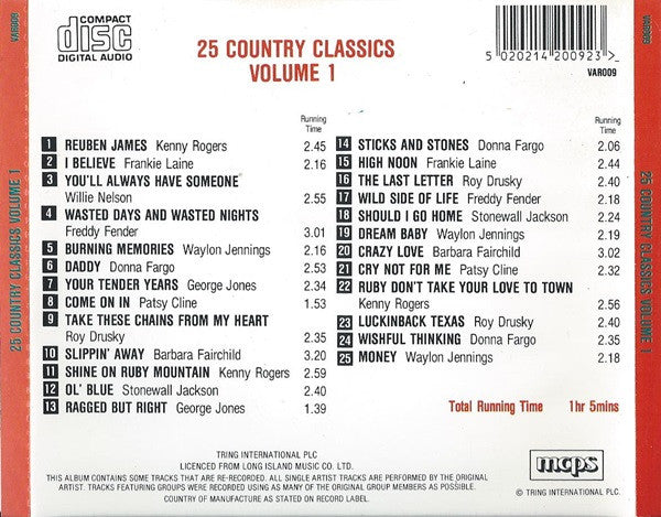 Various : 25 Country Classics Volume 1 (CD, Comp)