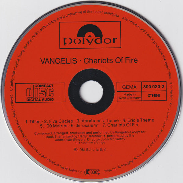 Vangelis : Chariots Of Fire (CD, Album, RE)