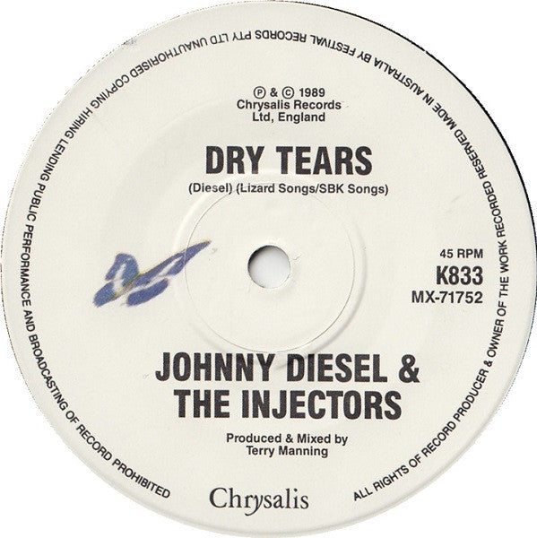 Johnny Diesel & The Injectors : Cry In Shame (7", Single, Ltd)