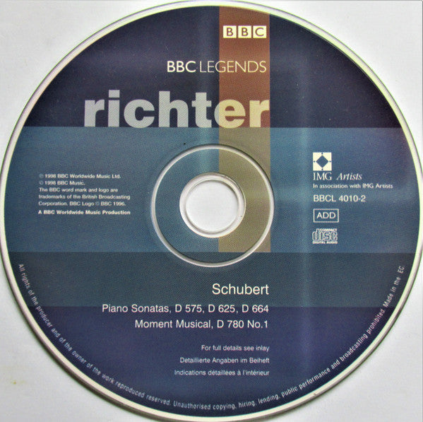 Richter*, Schubert* : Piano Sonatas, D575, D625, D664 / Moment Musical, D780 No.1 (CD)