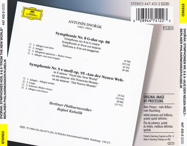 Antonín Dvořák - Berliner Philharmoniker · Rafael Kubelik : Symphonien Nos. 8 & 9 - »Aus Der Neuen Welt«  =  »From The New World = Du Nouveau Monde« (CD, Comp, RM)