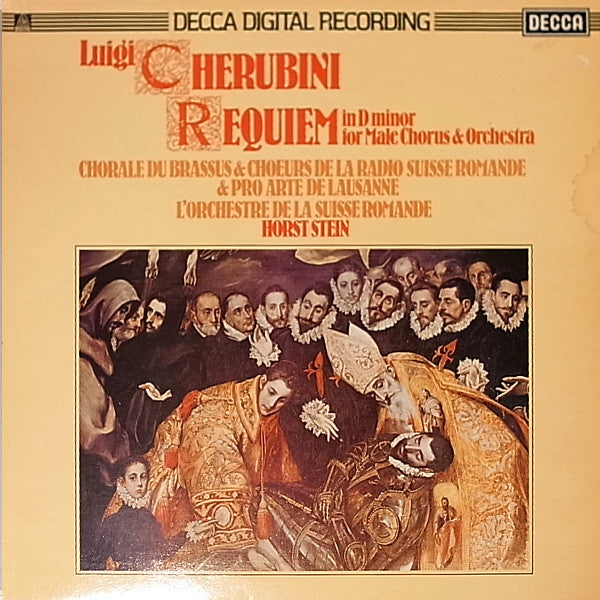 Luigi Cherubini - Chorale Du Brassus & Choeurs De La Radio Suisse Romande*, Choeurs Pro Arte De Lausanne*, L'Orchestre De La Suisse Romande, Horst Stein : Requiem In D Minor For Male Chorus And Orchestra (LP, Album, DIG)
