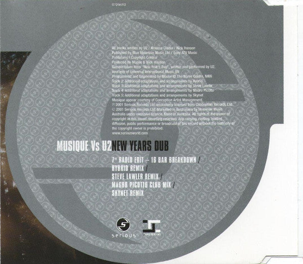 Musique (2) Vs U2 : New Years Dub (CD, Single)