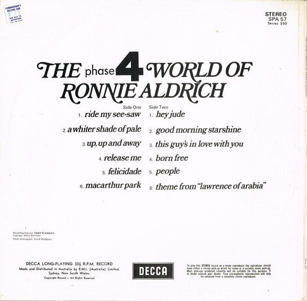 Ronnie Aldrich : The Phase 4 World Of Ronnie Aldrich (LP, Comp)