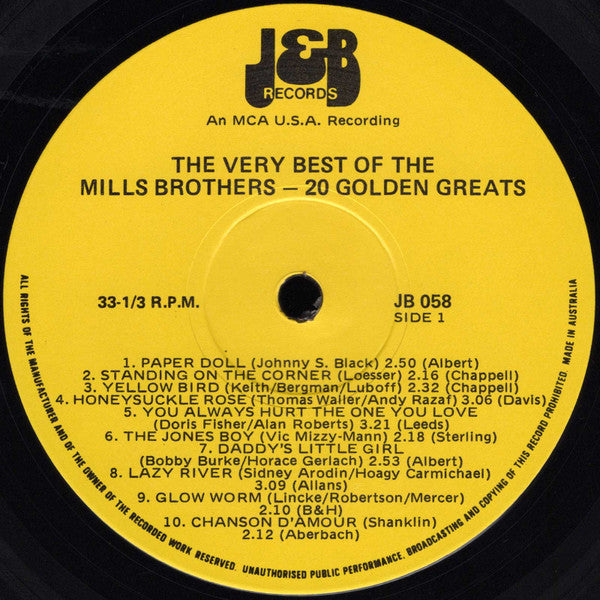 The Mills Brothers : The Very Best Of (LP, Comp)