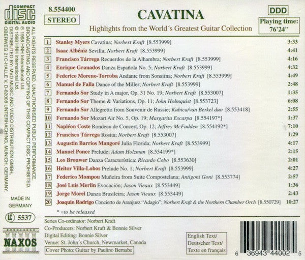 Various : Cavatina - Highlights From The World's Greatest Guitar Collection (CD, Comp)